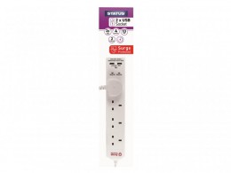 STATUS Extension Lead 240V 4-Gang + 2 USB 13A 2m White £14.95